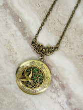 Load image into Gallery viewer, antique bronze filigree bird locket necklace