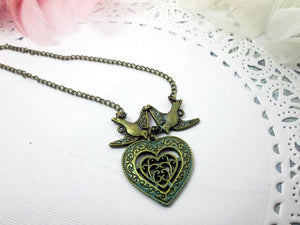 love bird heart necklace