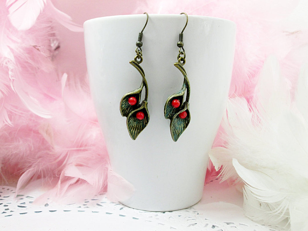 red calla lily flower earrings
