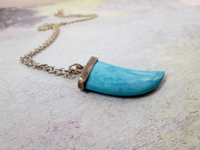 Load image into Gallery viewer, Blue Turquoise Fang Pendant Necklace Dragon Jewelry Native American Jewel