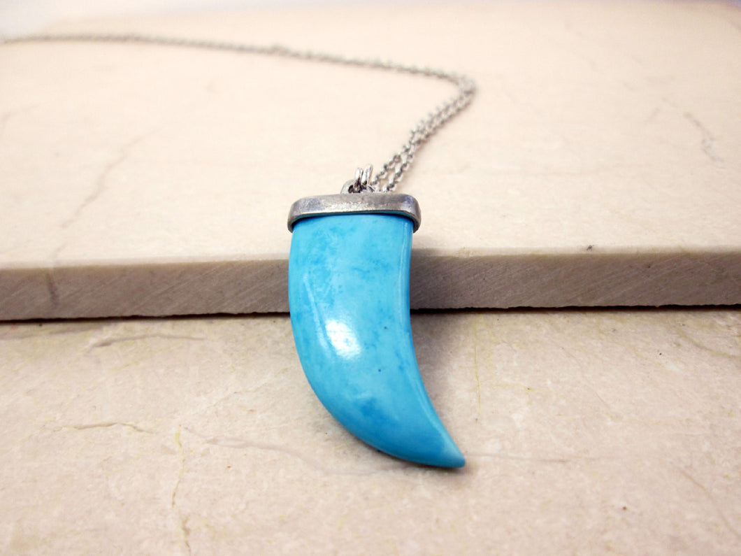 blue turquoise fang necklace