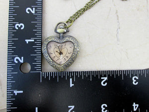 antique style heart shape watch necklace