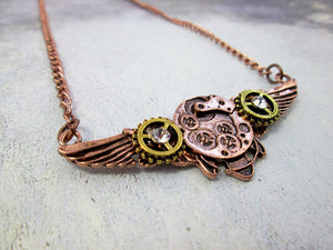 watch gear angel wing pendant