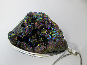 silver wrapped druzy crystal pendant
