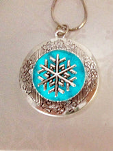 Load image into Gallery viewer, glow in the dark snowflake locket necklace